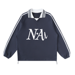 Contrast Striped Lapel Collar Sweatshirt